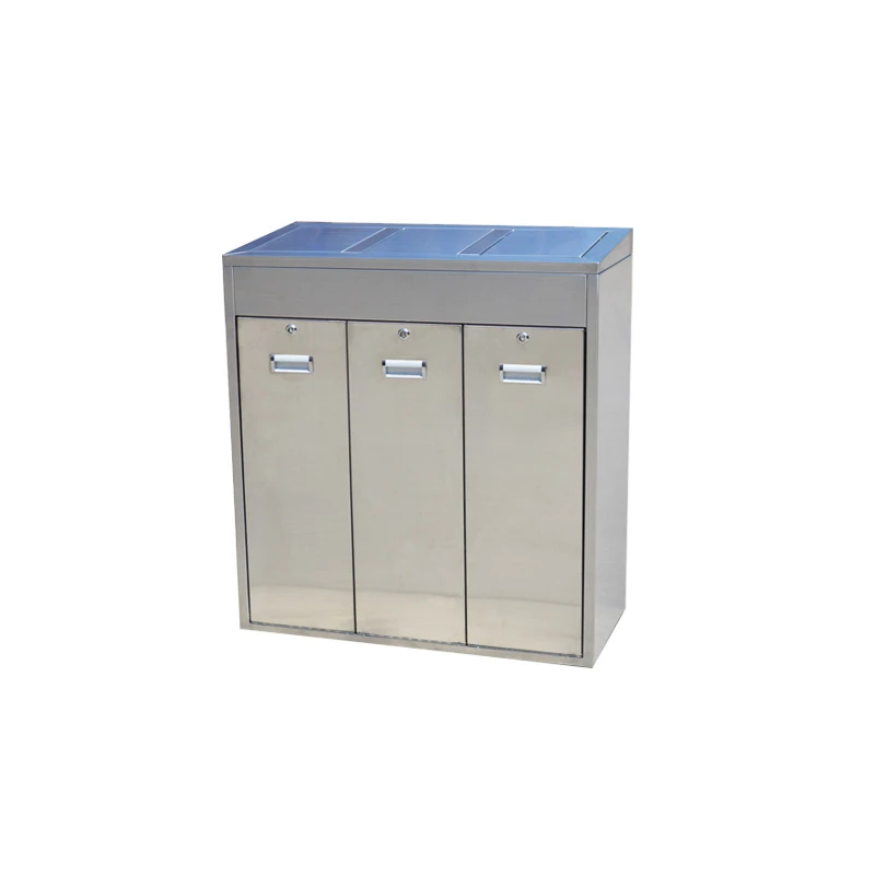 3 Compartment Stainless Steel Garbage Bin
