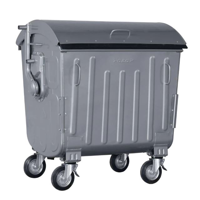 2025 New Design Galvanized Metal Mobile Garbage Bin