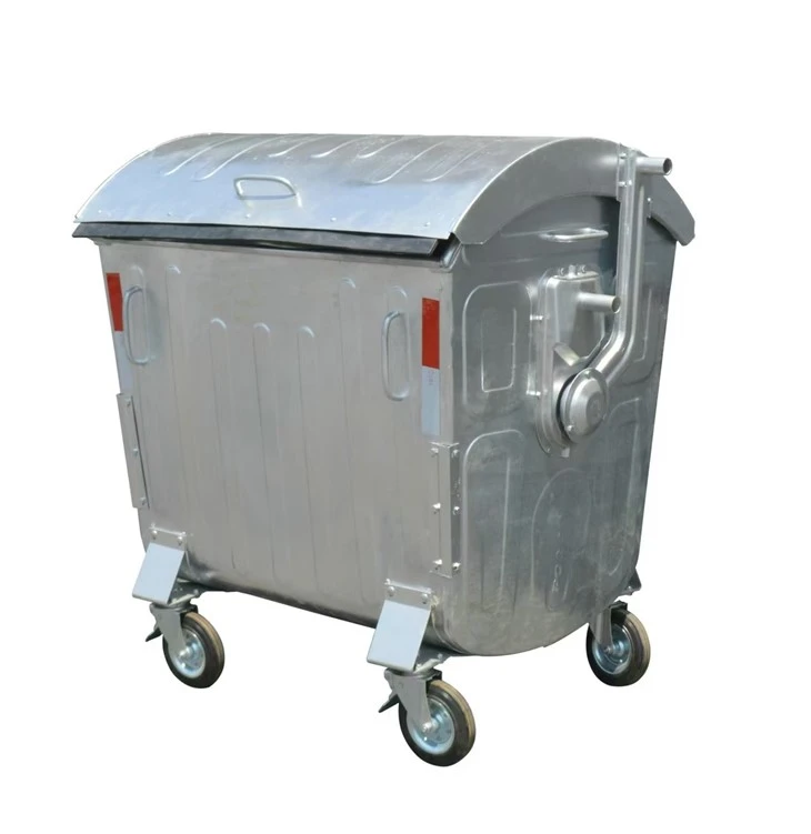 Moveable Galvanized Garbage Bin With Lid